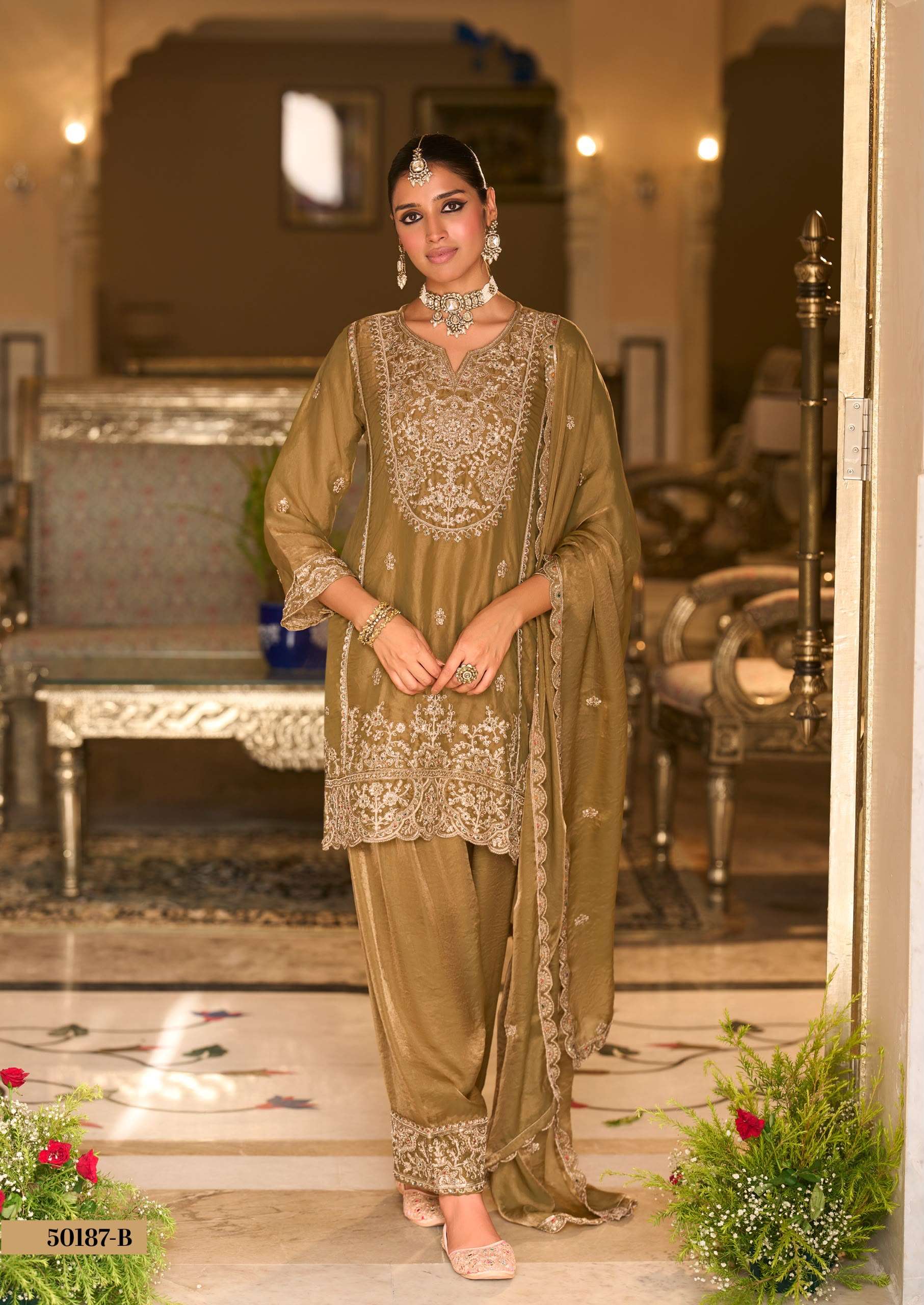 EBA 50187 CORD SILK WITH BEATS WORK SALWAR SUIT DESIGNER FUNCTION TYPE RESELLER 