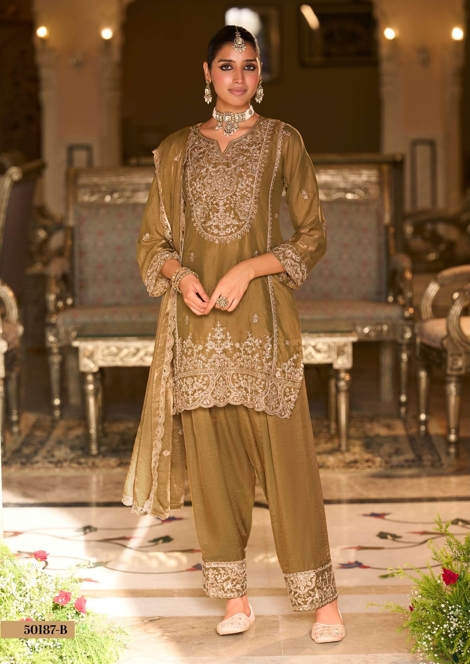 EBA 50187 CORD SILK WITH BEATS WORK SALWAR SUIT DESIGNER FUNCTION TYPE RESELLER 