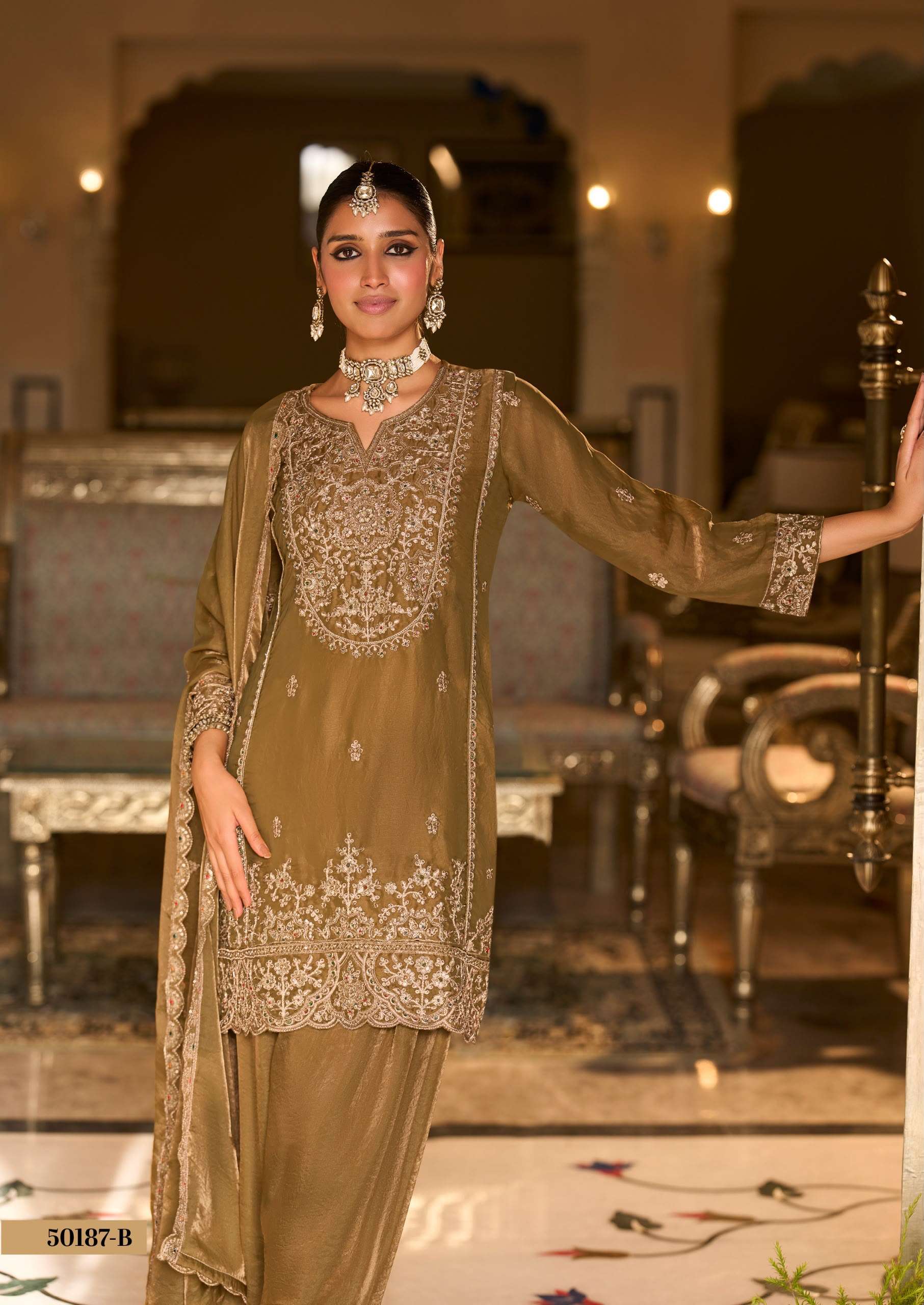 EBA 50187 CORD SILK WITH BEATS WORK SALWAR SUIT DESIGNER FUNCTION TYPE RESELLER 