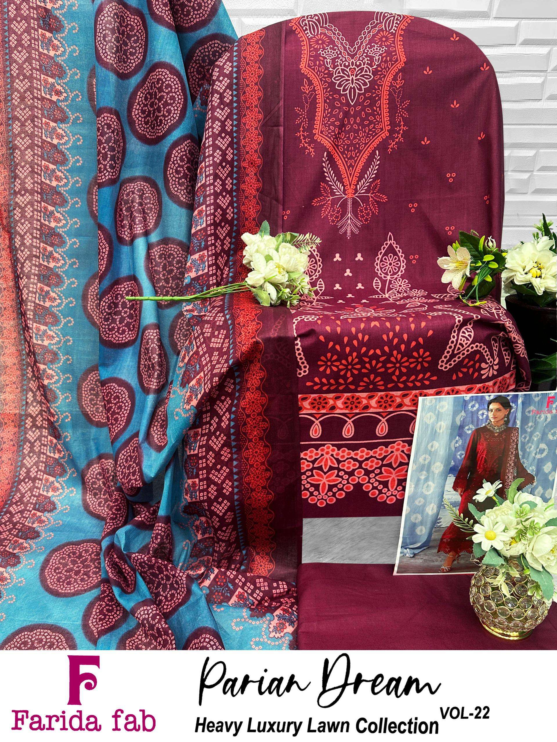 FARIDA FAB PARIAN DREAM VOL 22 COTTON PRINT KARACHI READYMADE SUIT SHOP FARIDA FAB PARIAN DREAM VOL 22 COTTON PRINT KARACHI READYMADE SUIT SHOP