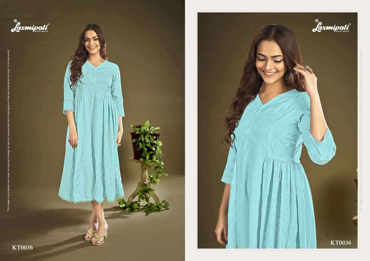 JANKI KURTI & FROCKS COTTON BASE SCHIFFLI WORKED KURTI FESTIVAL FASHION SURAT JANKI KURTI & FROCKS COTTON BASE SCHIFFLI WORKED KURTI FESTIVAL FASHION SURAT