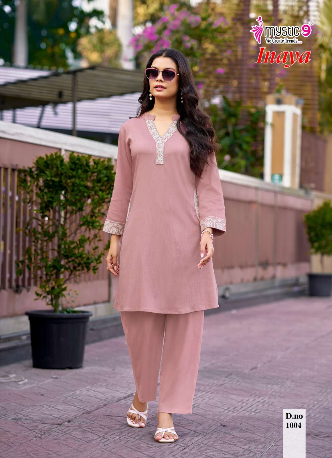 MYSTIC 9 INAYA VOL 1 DYED HEAVY VISCOSE SLUB LYCRA CO ORD SET CATALOGUE EXPORT 