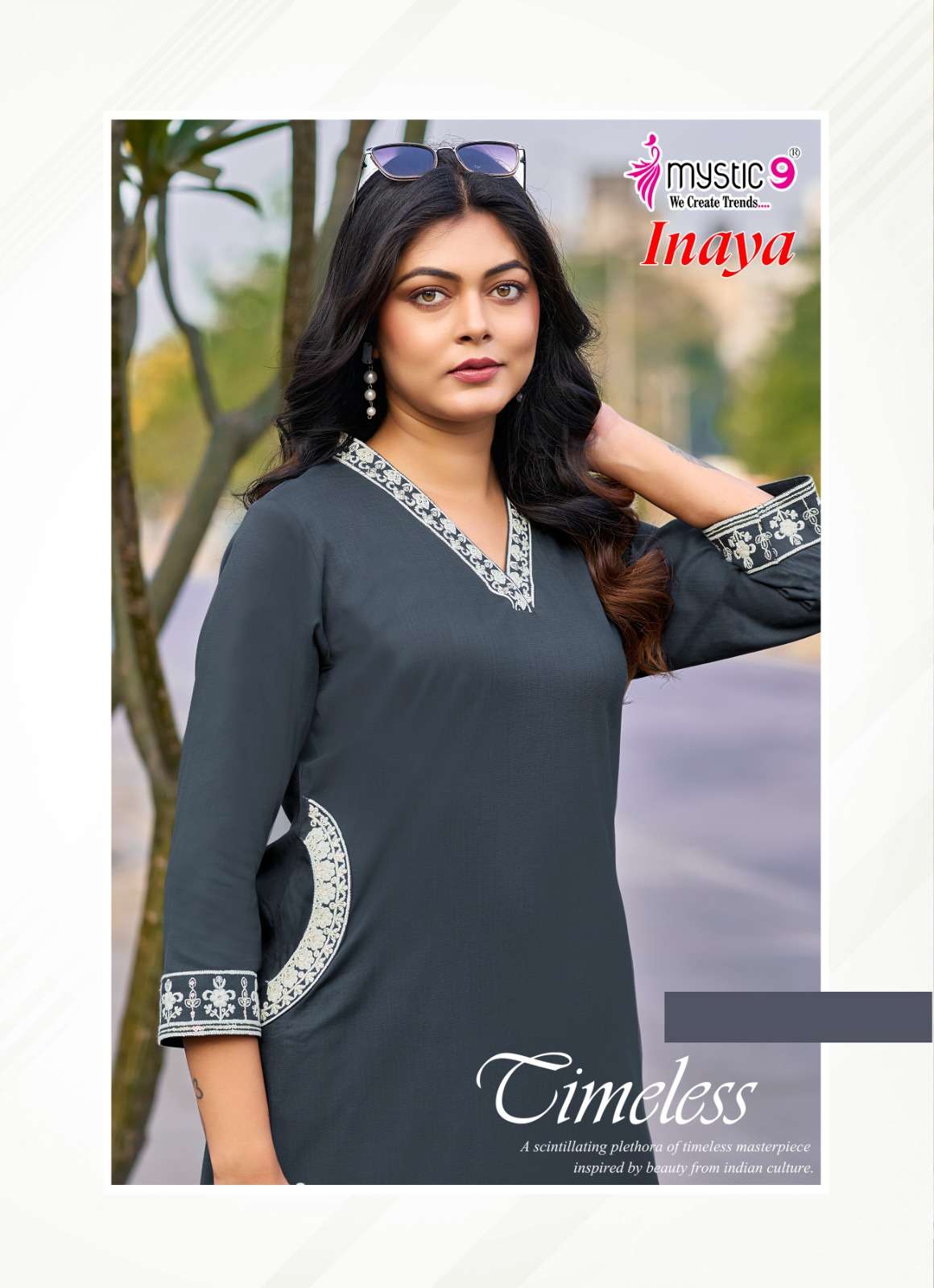MYSTIC 9 INAYA VOL 1 DYED HEAVY VISCOSE SLUB LYCRA CO ORD SET CATALOGUE EXPORT 