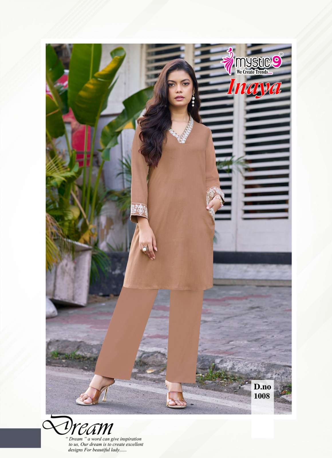 MYSTIC 9 INAYA VOL 1 DYED HEAVY VISCOSE SLUB LYCRA CO ORD SET CATALOGUE EXPORT 