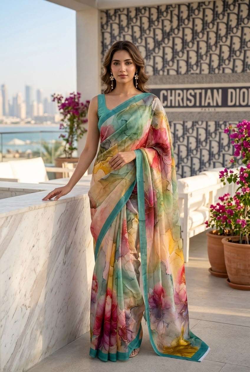 RajMata series Ruby Crepe super Soft italian crepe with fancy digital prints on saree wholesale in surat RajMata series Ruby Crepe super Soft italian crepe with fancy digital prints on saree wholesale in surat