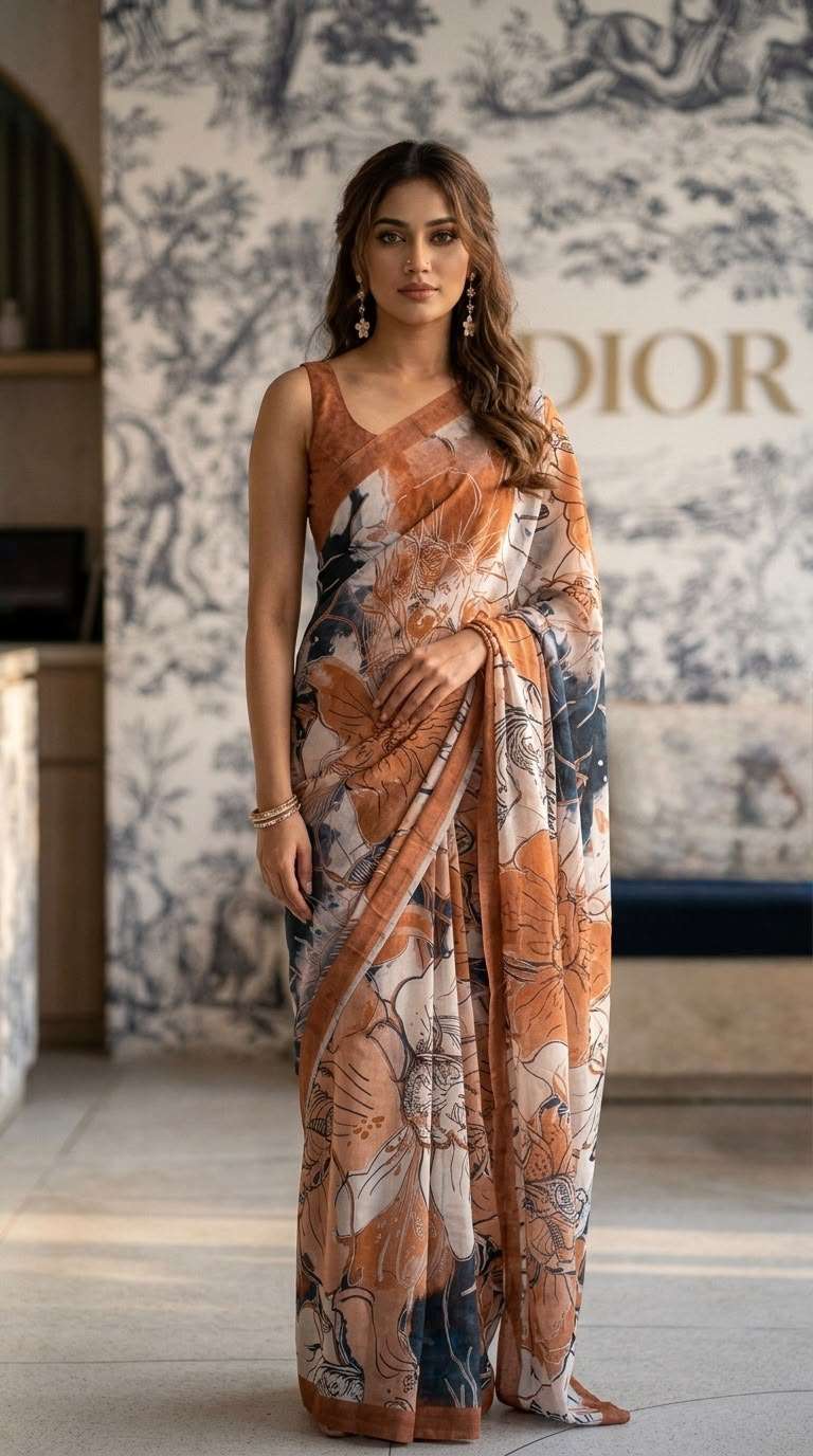 RajMata series Ruby Crepe super Soft italian crepe with fancy digital prints on saree wholesale in surat RajMata series Ruby Crepe super Soft italian crepe with fancy digital prints on saree wholesale in surat