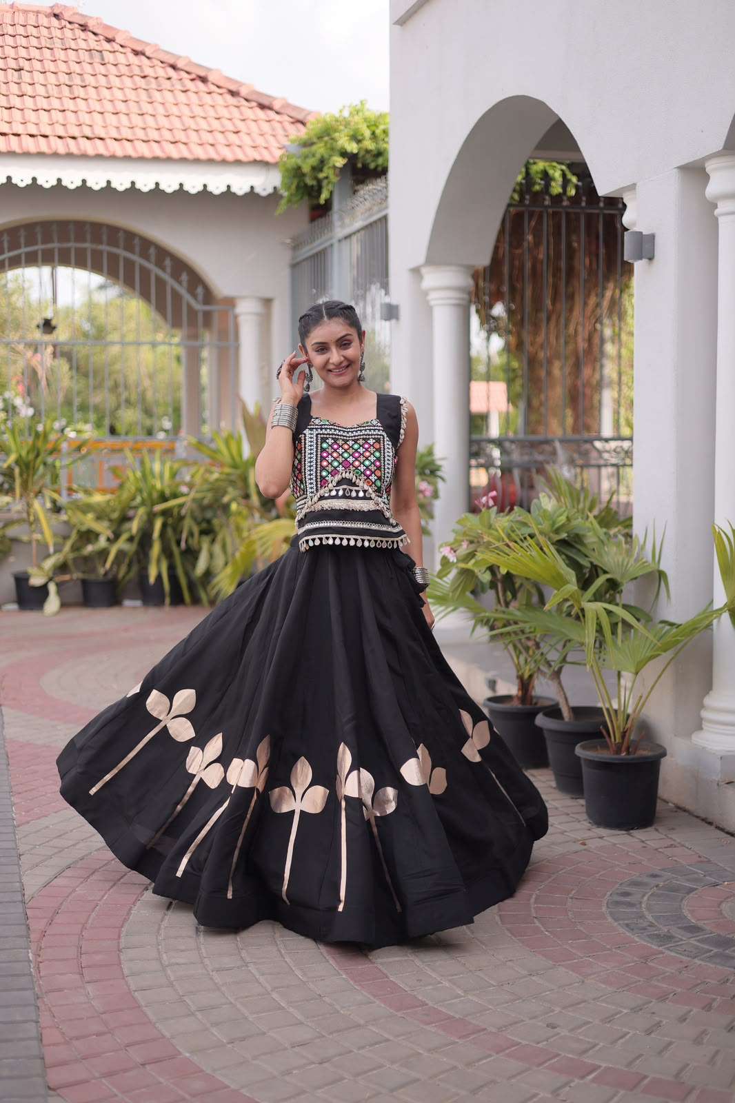 Roman Silk fabric Navratri wear Festive vibes Are traditional and spiritual Lehenga choli wholesale in surat 7174 Roman Silk fabric Navratri wear Festive vibes Are traditional and spiritual Lehenga choli wholesale in surat 7174