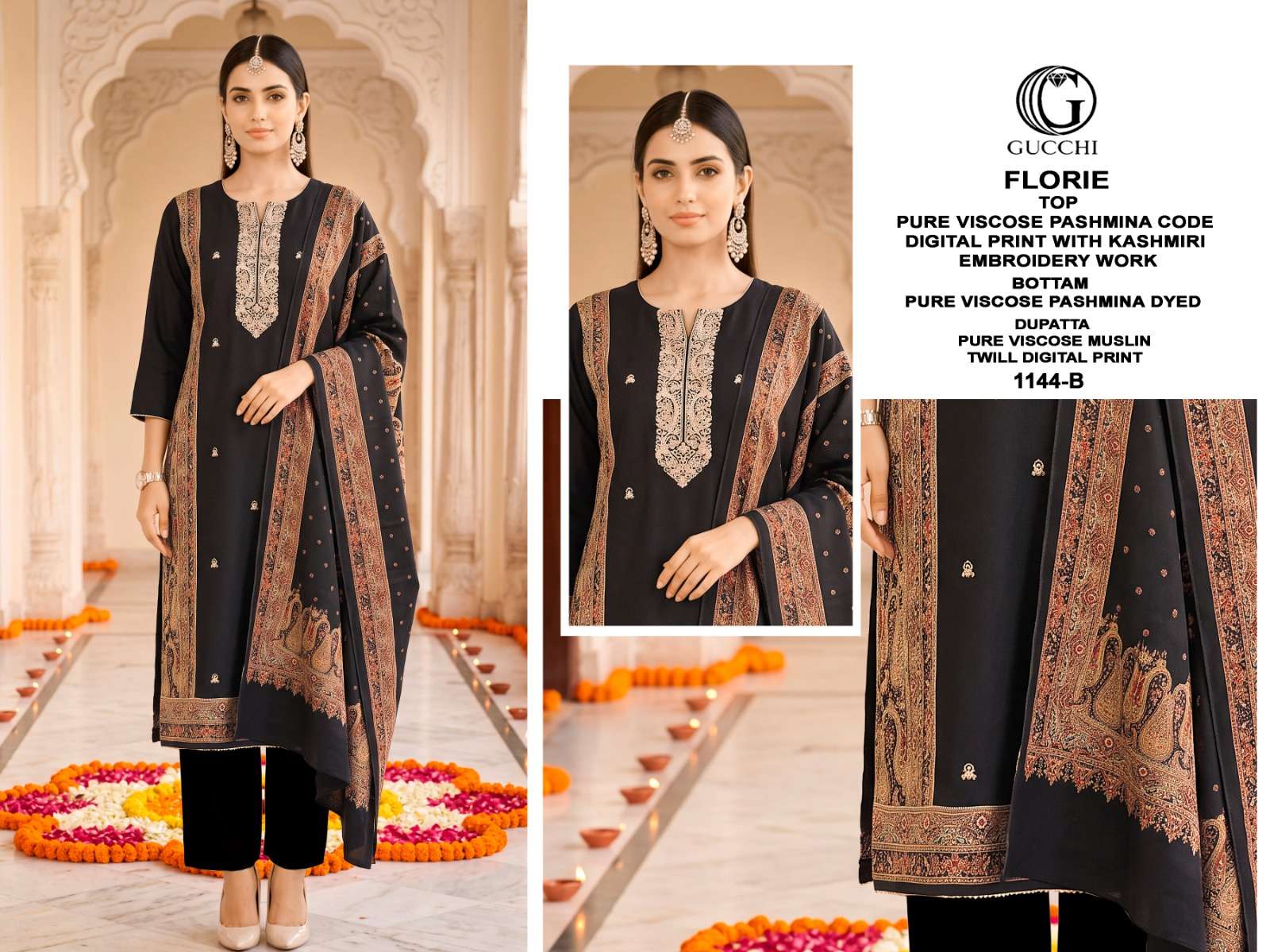 GUCCHI FLORIE VOL 1144 PASHMINA CORD DIGITAL KASHMIRI WORK SALWAR SUIT AT WHOLESALER GUCCHI FLORIE VOL 1144 PASHMINA CORD DIGITAL KASHMIRI WORK SALWAR SUIT AT WHOLESALER