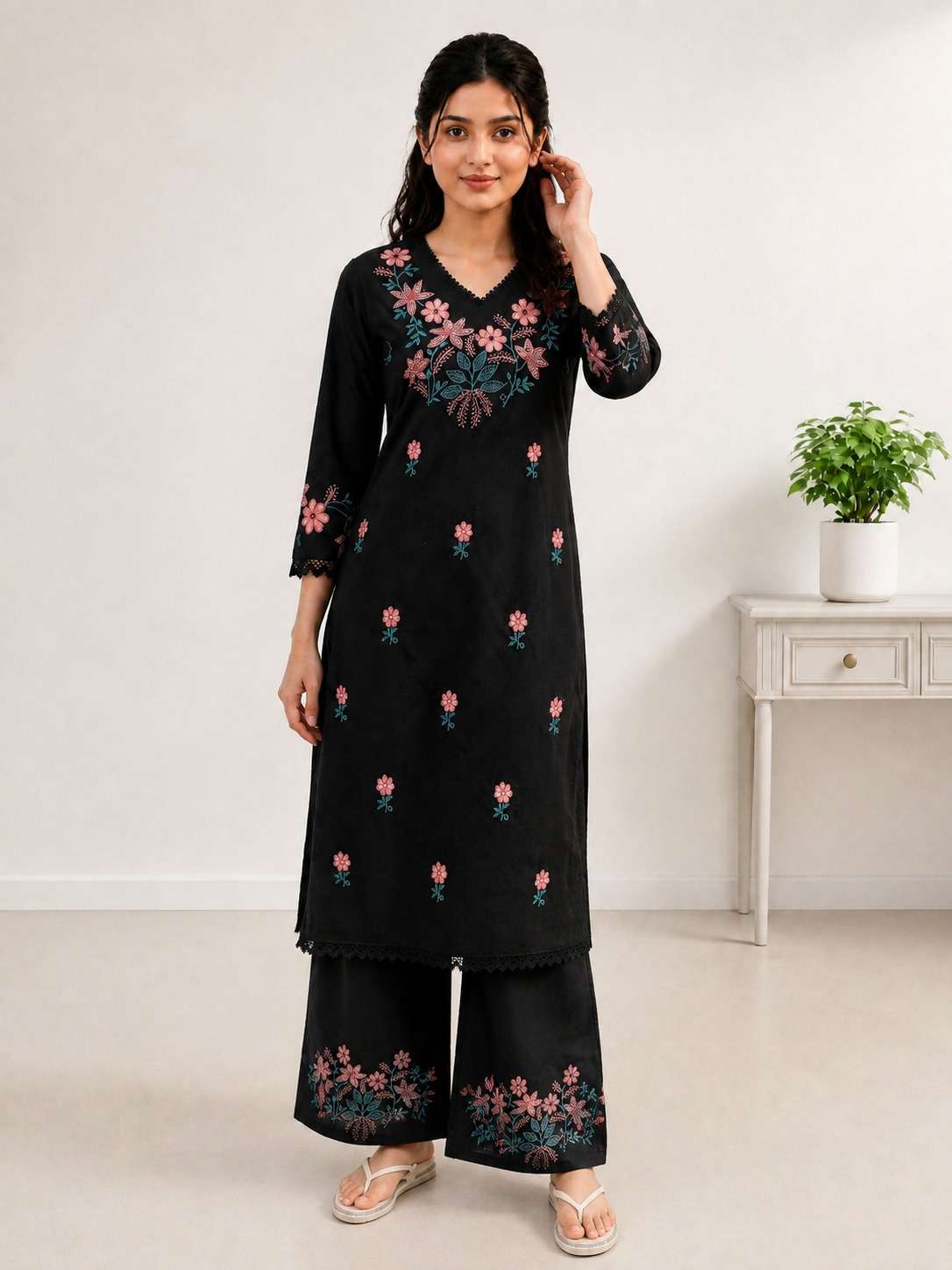 SUMMER COTTON WITH EMBROIDERY WHITE KURTI PANT CASUAL LOOK DEALER BUY SUMMER COTTON WITH EMBROIDERY WHITE KURTI PANT CASUAL LOOK DEALER BUY