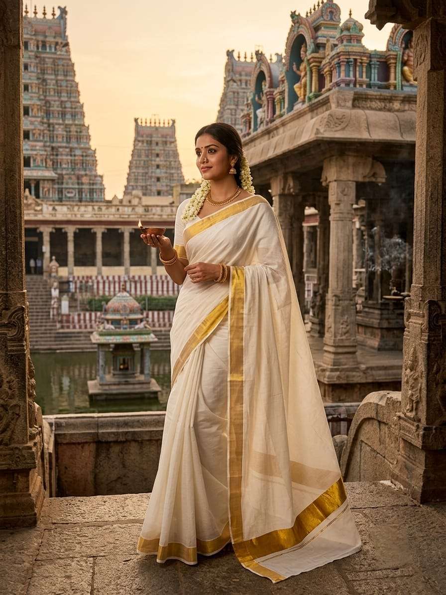 WHITE KASAVU SOUTH INDIAN WEDDING WEAR BUTTER SOFT PURE COTTON FABRIC SAREE WHOLESALE IN SURAT WHITE KASAVU SOUTH INDIAN WEDDING WEAR BUTTER SOFT PURE COTTON FABRIC SAREE WHOLESALE IN SURAT