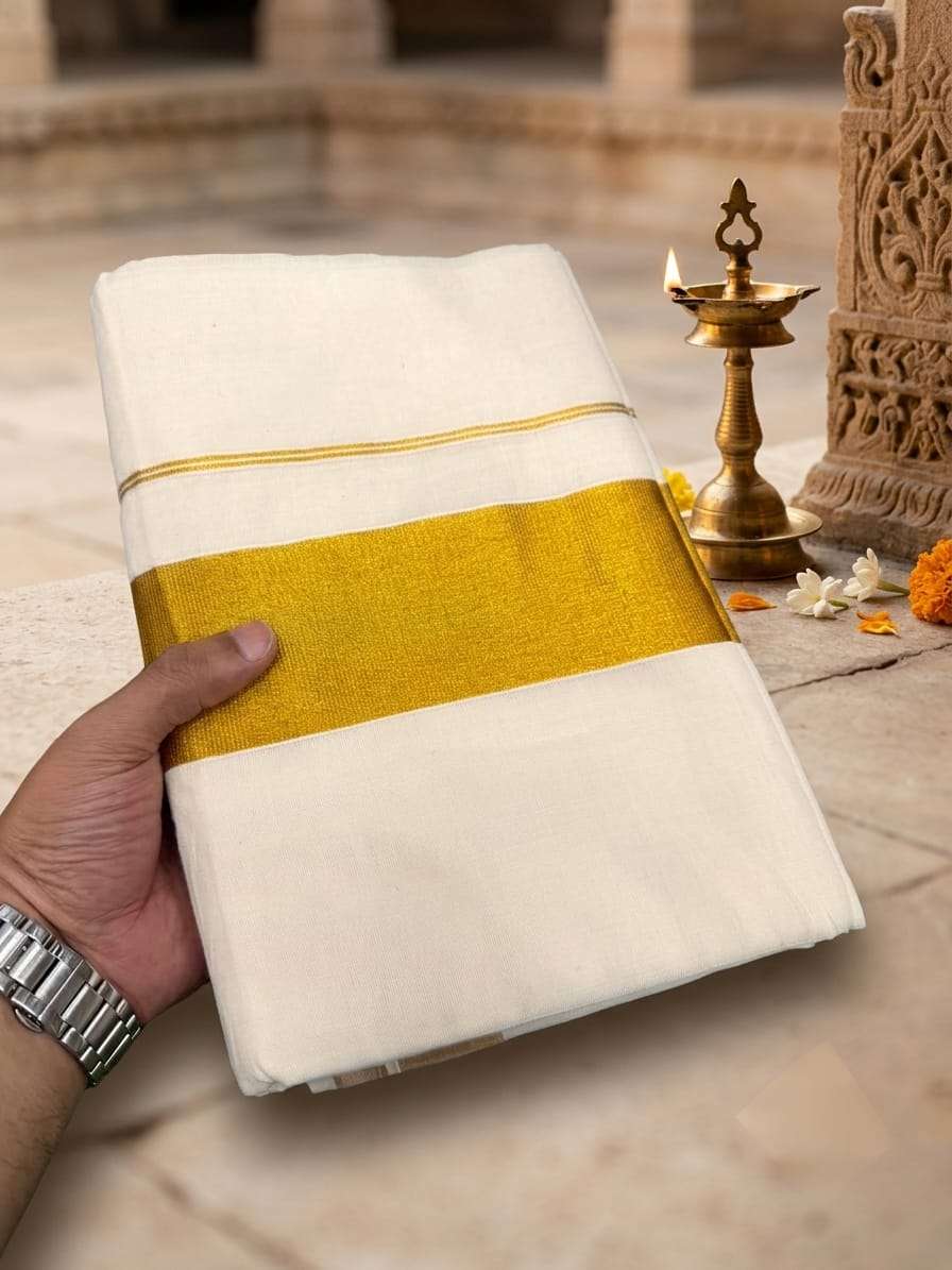 WHITE KASAVU SOUTH INDIAN WEDDING WEAR BUTTER SOFT PURE COTTON FABRIC SAREE WHOLESALE IN SURAT WHITE KASAVU SOUTH INDIAN WEDDING WEAR BUTTER SOFT PURE COTTON FABRIC SAREE WHOLESALE IN SURAT