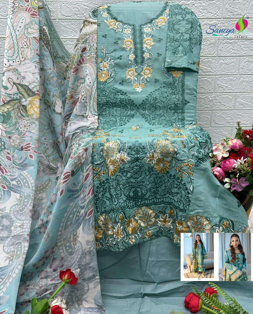 SANIYA TRENDZ OMBRE VOL 27 NEW COLOUR COTTON WITH CHIKANKARI PAKISTANI NEW MODAL SUIT BUY SANIYA TRENDZ OMBRE VOL 27 NEW COLOUR COTTON WITH CHIKANKARI PAKISTANI NEW MODAL SUIT BUY