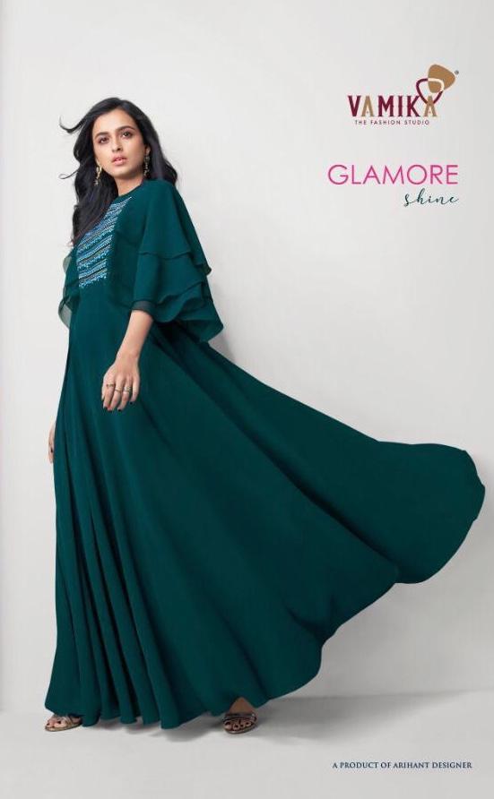 vamika present glamore shine by arihant long gown style georgette kurti collection 2
