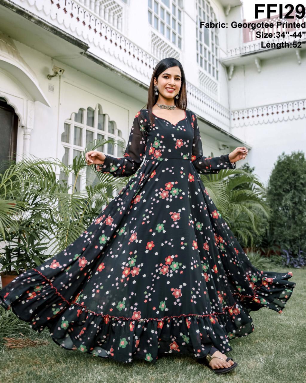 Buy FashionValley Women's Fancy Designer Printed Georgette Gown Online at  Best Prices in India - JioMart.