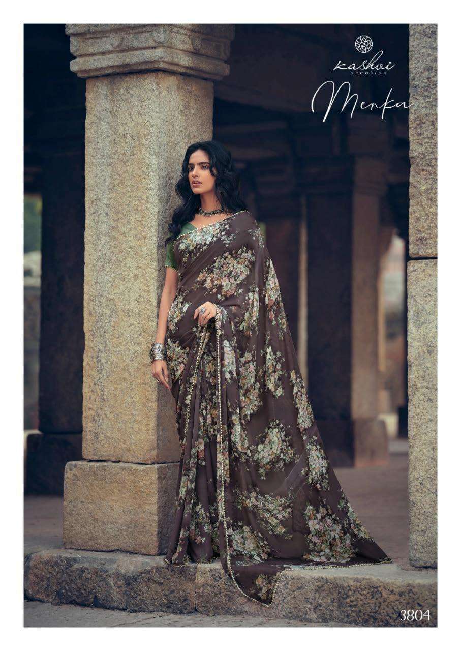 Lt Fabrics Kashvi Menka Georgette With Printed Lace Border Sarees Collection 07
