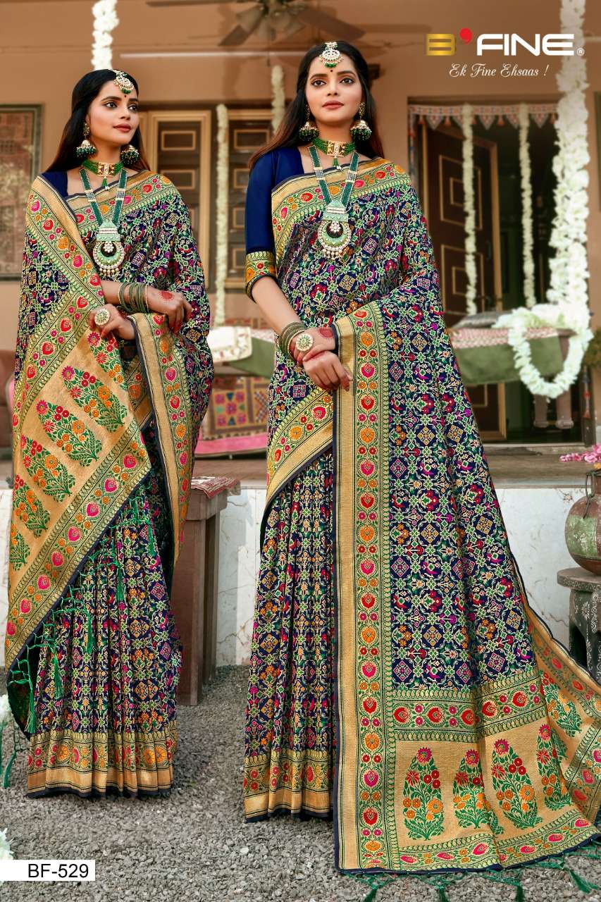 B Fine Patola Heavy Silk Designer Wedding Wear Sarees Collection  529