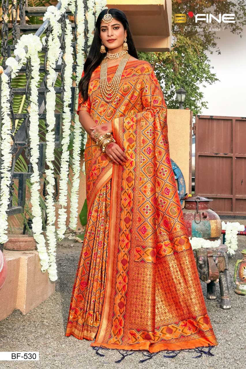 B Fine Patola Heavy Silk Designer Wedding Wear Sarees Collection  530