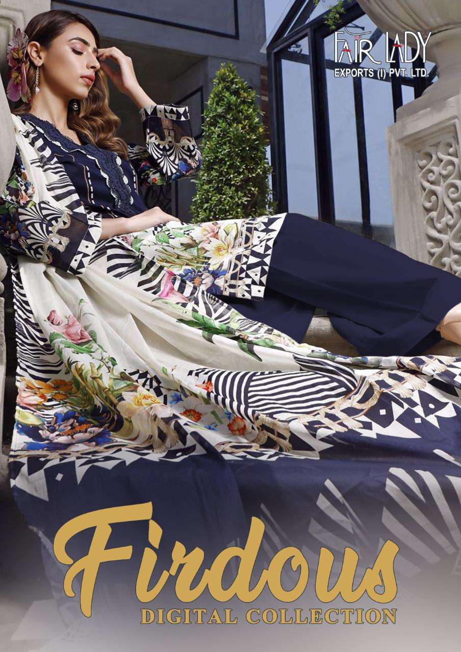 Fair lady Firdous Digital Collection lawn Cotton Digital Print With Embroidery patch Work Pakistani Suits collection