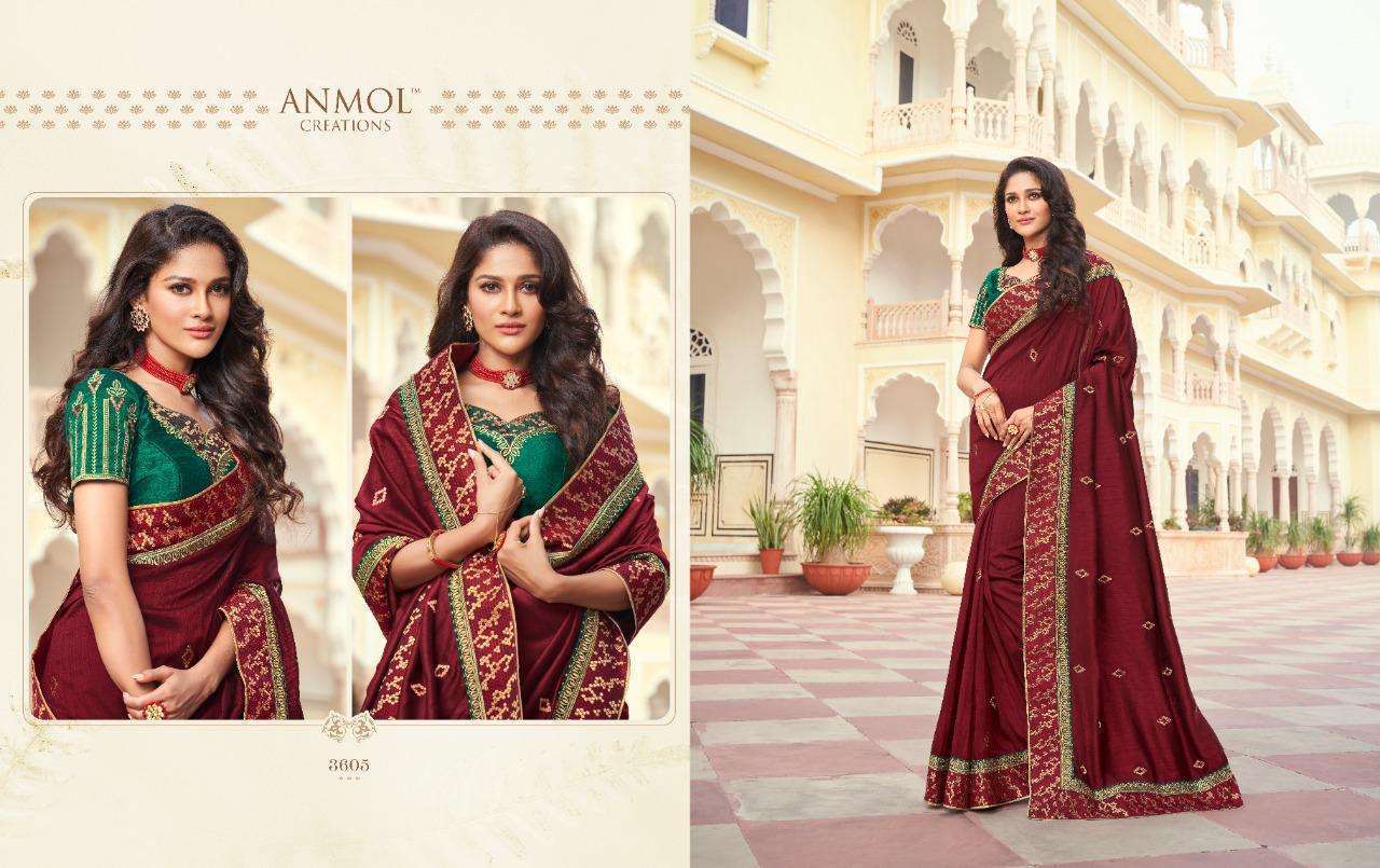Anmol Creation Ekkam Silk With Work Designer Sarees Collection 3605