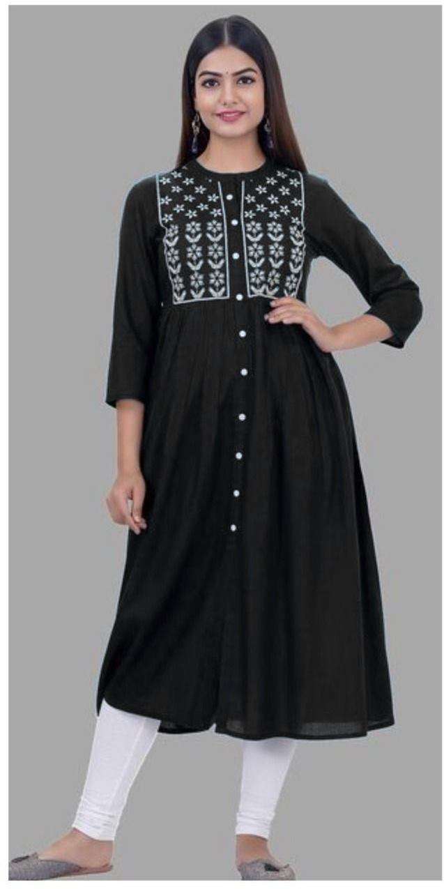 8 BUTTON KURTI RAYON COTTON WITH EMBROIDERY WORK KURTI COLLECTION