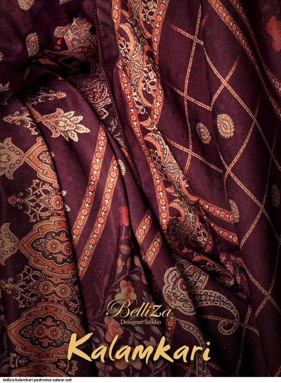 Belliza Designer Studio Kalamkari pashmina Digital Print Winter Suits collection