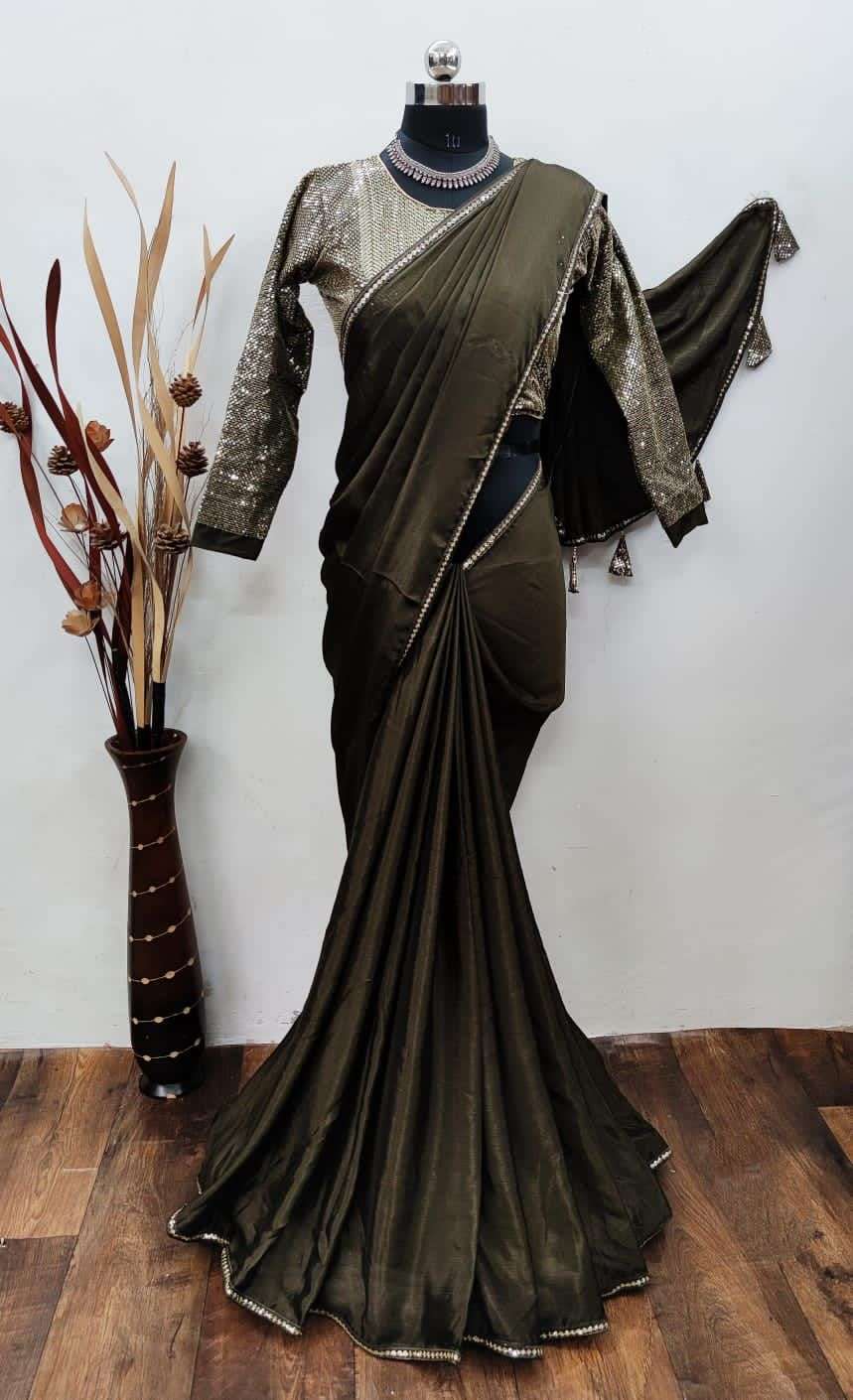 chinon silk with siplr border party wear saree colleciton 02