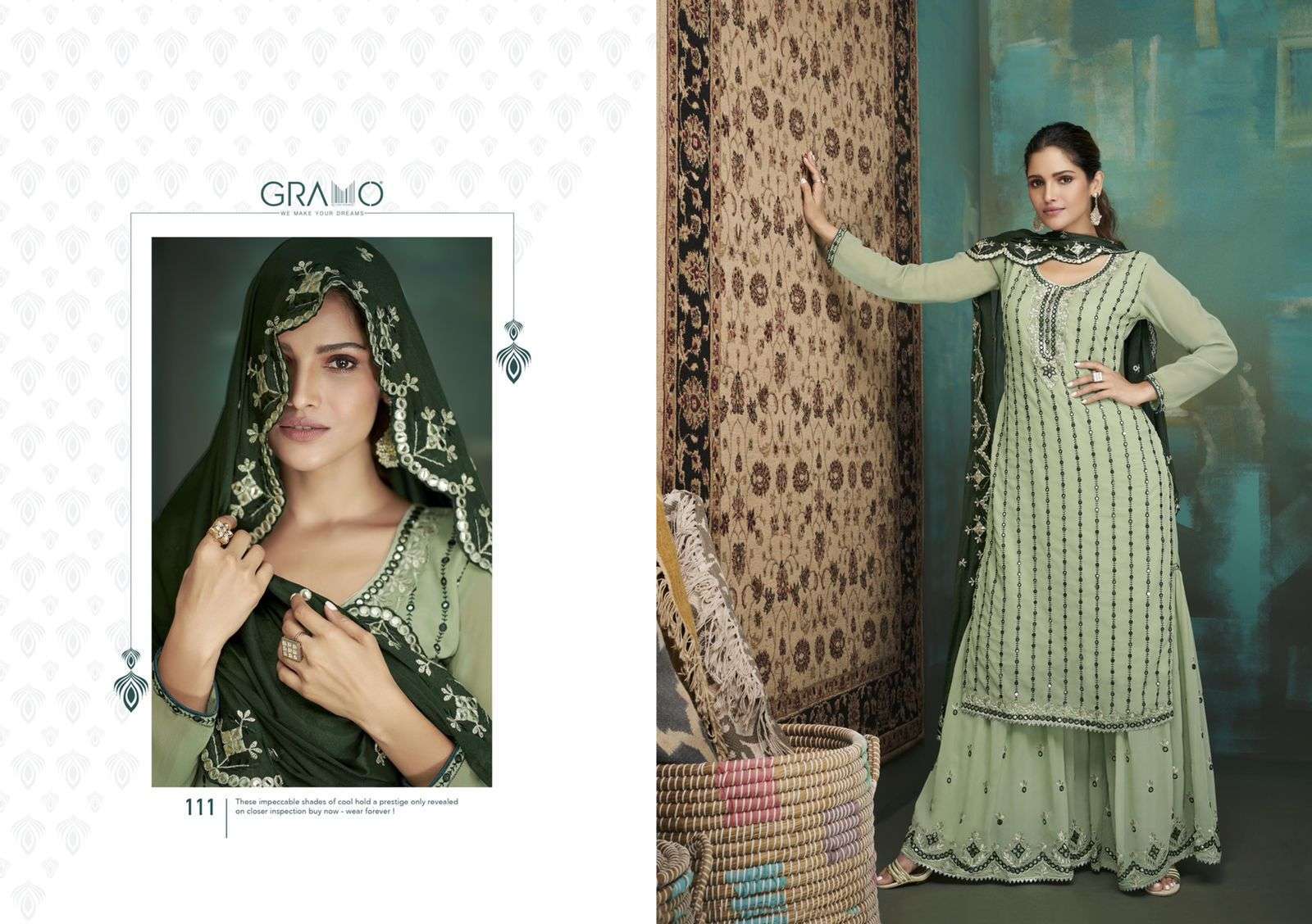 Gramo Bride Vol 1 Faux Georgette With Embroidery Work Salwar Suits Collection 01