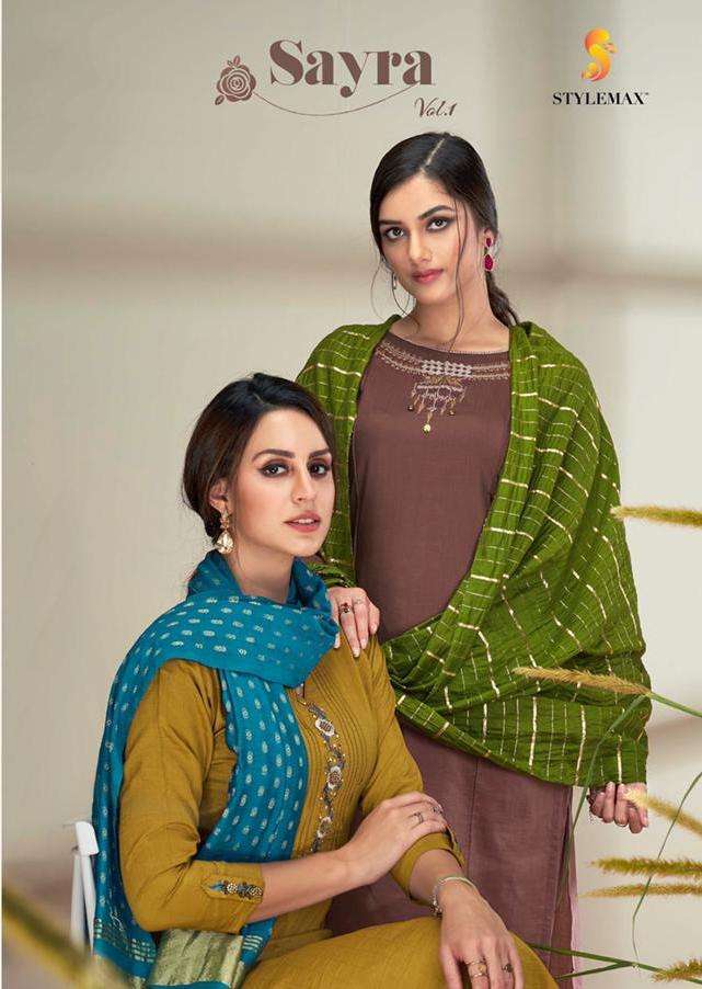 Stylemax Sayra Vol 1 Chinon Silk With Embroidery work Kurti With Bottom Dupatta Collection
