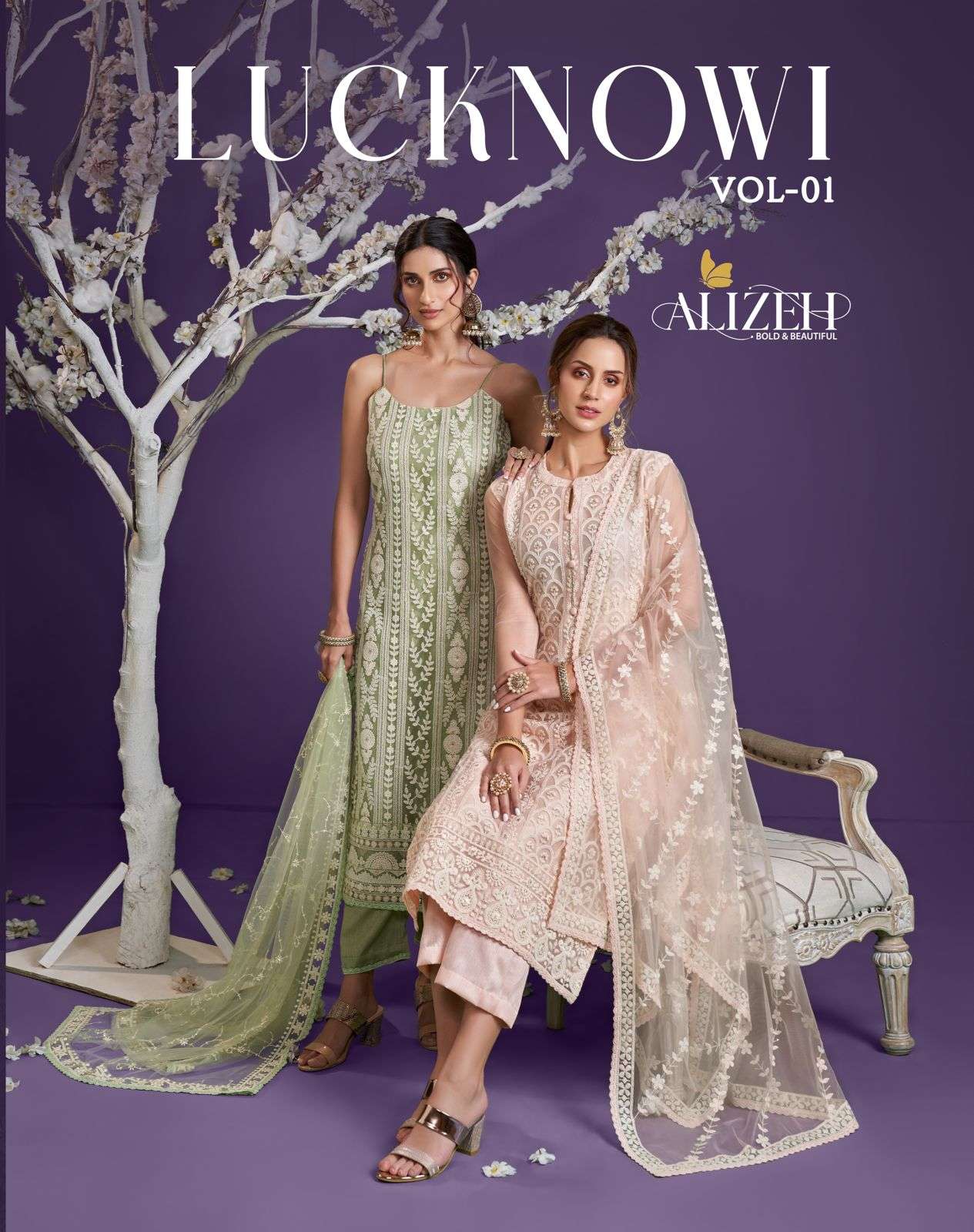 Alizeh Lucknowi Vol 1 net With Thread Work Salwar Kameez Collection