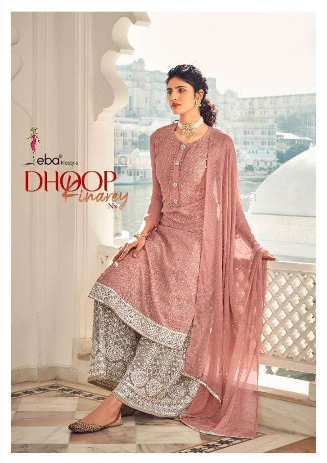 Eba lifestyle Dhoop Kinarey NX Faux georgette with Embroidery Work Salwar Kameez Collection