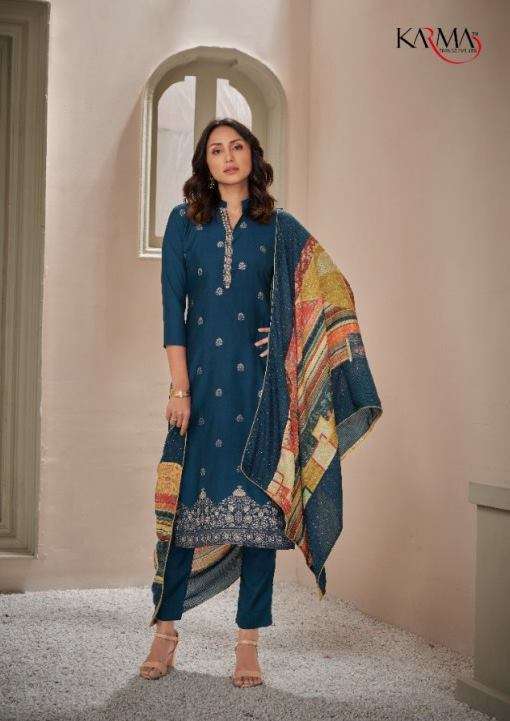 Karma Trendz 207 Series Muslin jacquard With Work Dress Material Collection