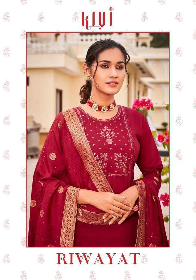 Kessi fabrics kajree kivi Riwayat Silk with Sequence Embroidery Work readymade Suits collection