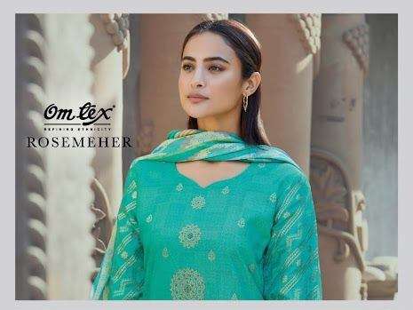 Omtex Rosemeher Silk Jacquard Digital Print With Hand Work Dress Material Collection