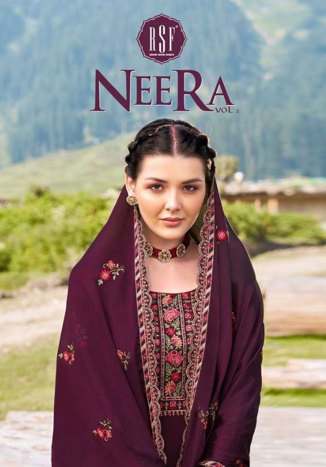 RSF Neera Vol 2 Chinon silk With Work Dress Material Collection