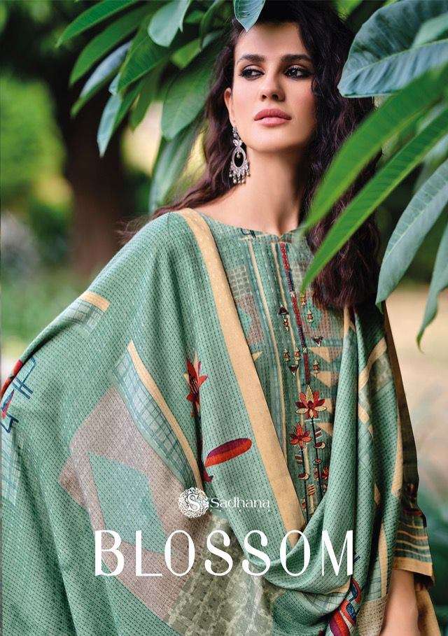 Sadhana Blossom pashmina Digital Print With embroidery work Winter Suits Collection