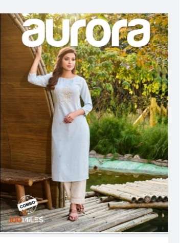 100 miles aurora linen cotton with work readymade kurtis with pants at wholesale Rate 