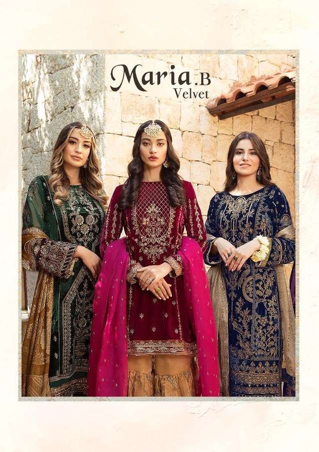 Deepsy suits maria b velvet designer embroidered pure velvet pakistani suits at wholesale rate