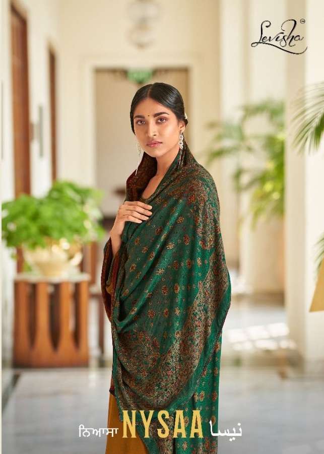 Levisha Nysaa Viscose Pure Pashmina Dyed With Kashmiri Work Dress Material Collection Surat