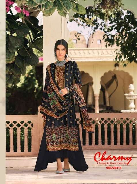 Meera trendz charmy velvet vol 5 digital printed pure velvet dress material collection 
