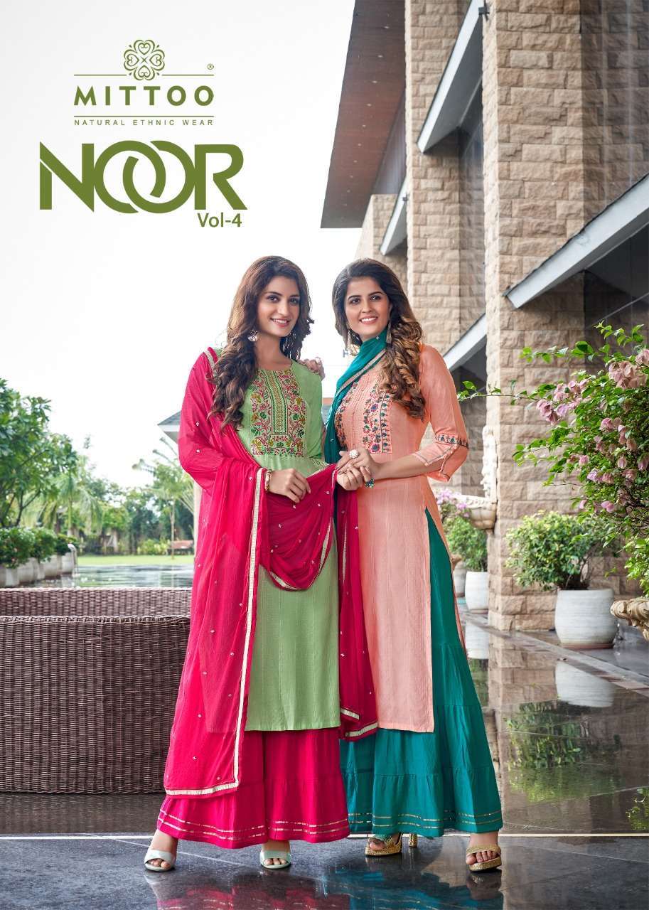 Mittoo noor vol 4 viscose with embroidery handwork readymade suits at wholesale Rate 