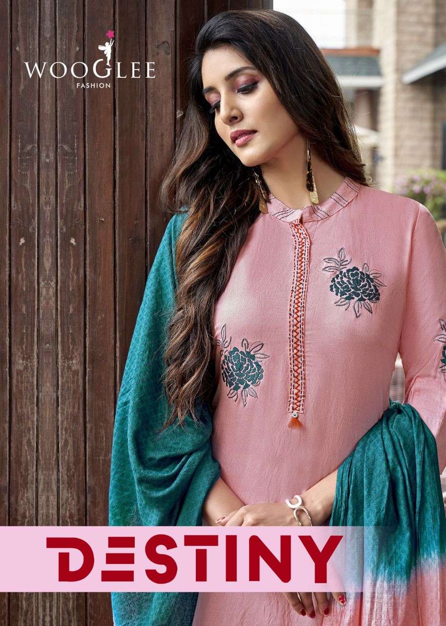 Mittoo Wooglee Destiny Vol 3 Designer Nylon Viscose with work Readymade Kurtis with Bottom and Dupatta at Wholesale Rate