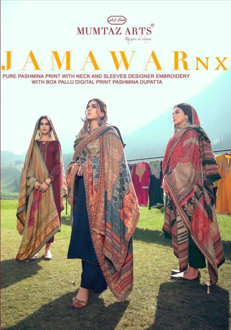 Mumtaz Arts Jamawar NX Printed Pashmina Dress Material Collection at Wholesale Rate
