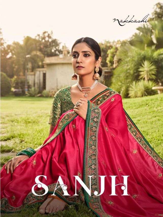 Nakkashi Sanjh Designer Silk with Embroidery Work Sarees Collection at Wholesale Rate