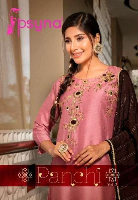 Psyna panchi vol 2 designer chanderi with embroidery work readymade suits at wholesale Rate 