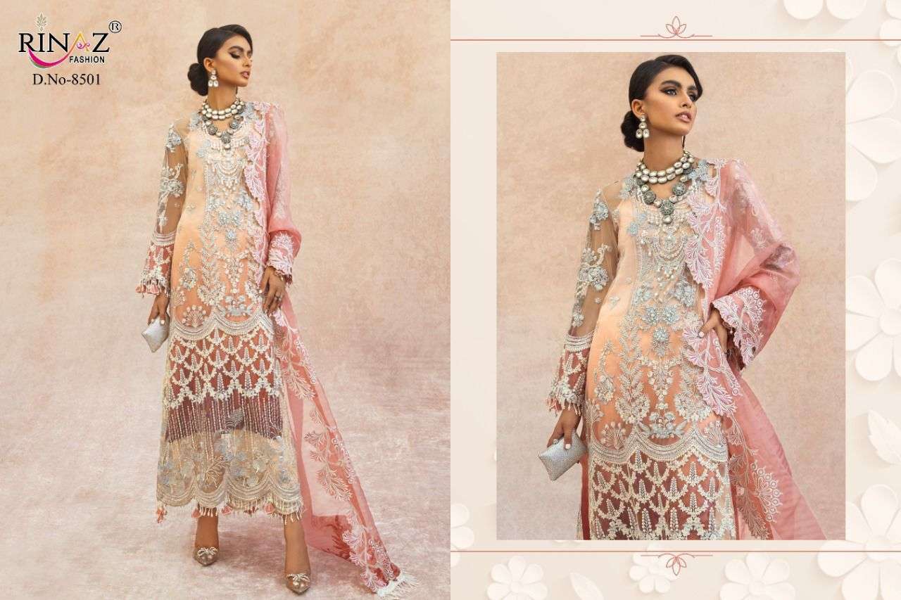 Rinaz Fashion Sana Safinaz Butterfly Net with Embroidery Work Pakistani Dress Material Collection Surat