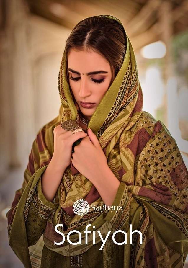 Sadhana fashion safiyah digital printed pashmina with embroidery work dress material at wholesale Rate 