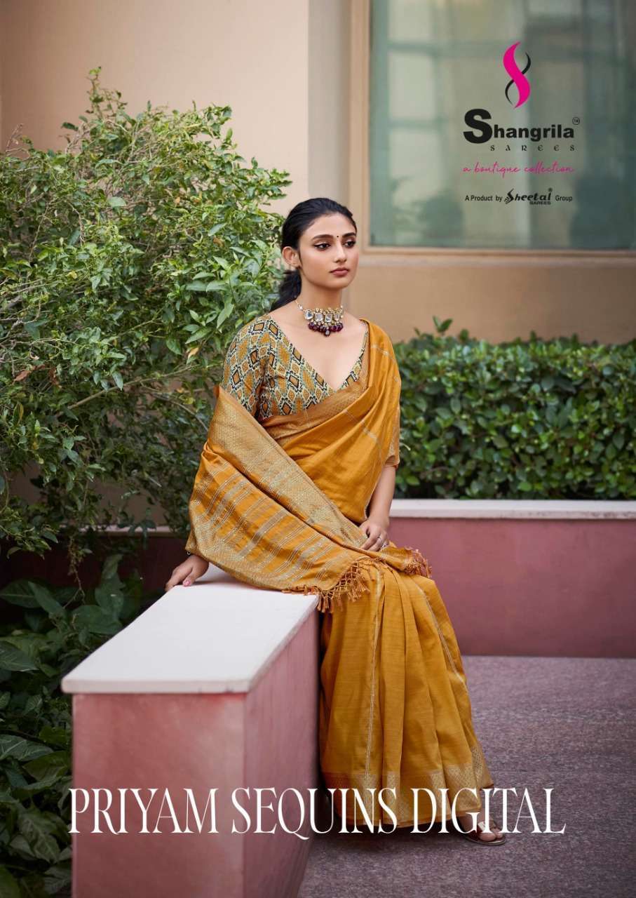 Shangrila designer priyam sequins digital soft weaving sarees collection at Wholesale Rate 