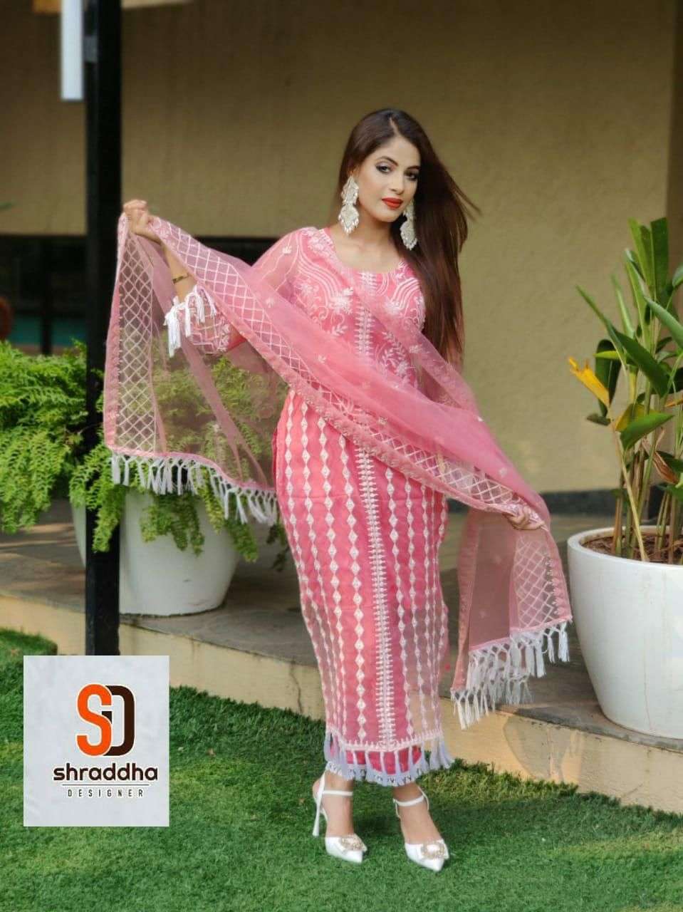 Shraddha Designer SD0011 Butterfly Net with Heavy Embroidery Work Pakistani Dress Material