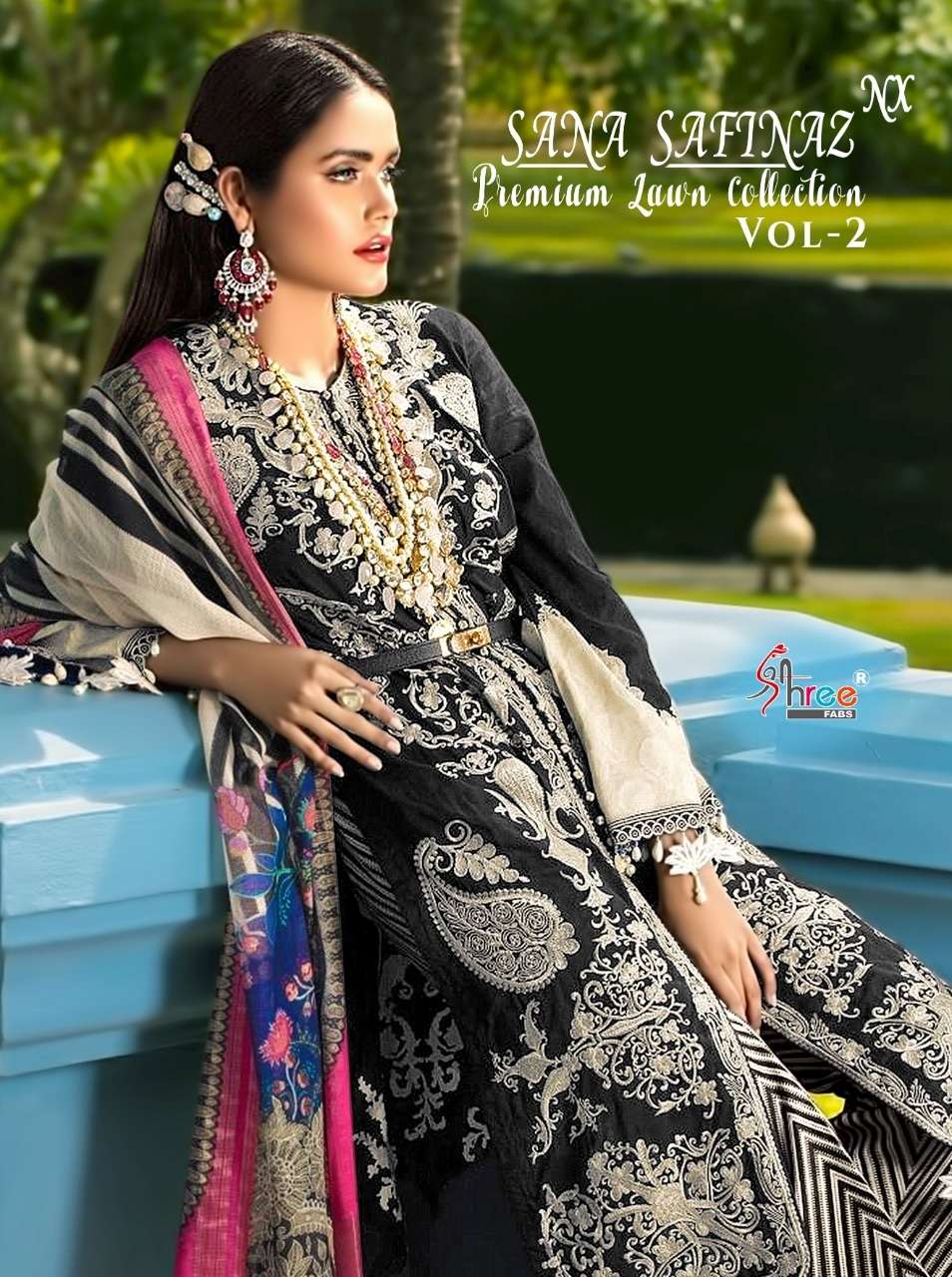 Shree fab sana safinaz premium collection vol 2 nx printed cotton with embroidery work pakistani dress material at wholesale Rate 