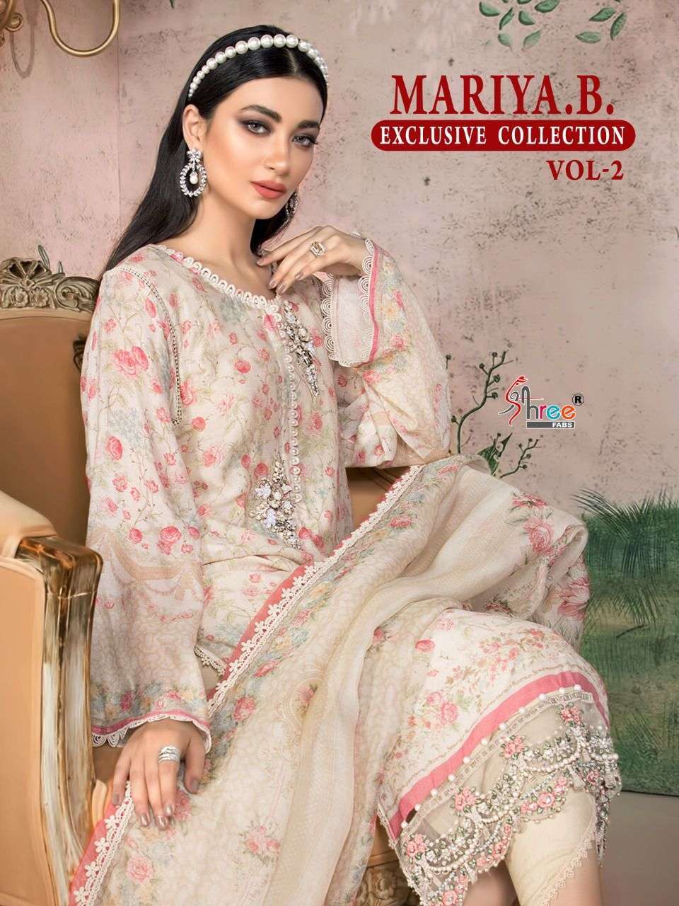 Shree fabs maria b exclusive vol 2 printed pure cotton with patch embroidery work pakistani dress material at wholesale Rate 